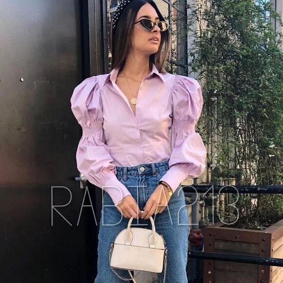 ZARA ELASTIC TRIM POPLIN SHIRT - Picture 13 of 15